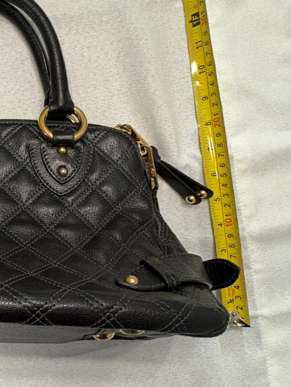 Marc Jacobs Elise Black Quilted Leather Satchel Gold Hardware - Picture 2 of 14